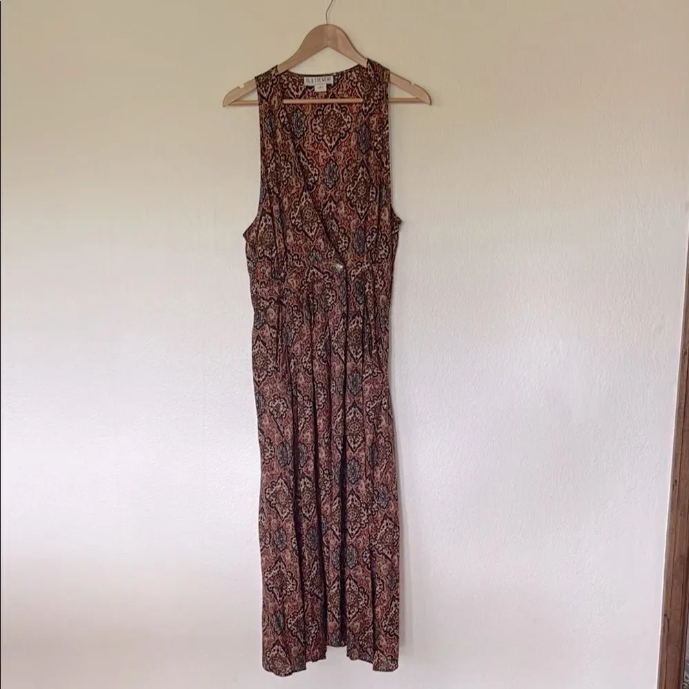 Vintage Elegant Sleeveless Patterned Dress